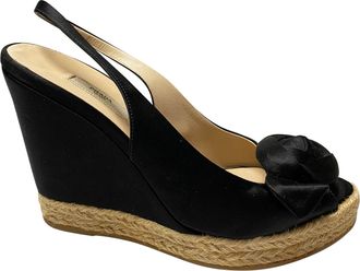 Prada Espadrille Sandals in Black Silk