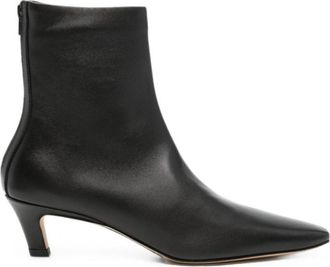 Toteme Black Leather Heel Ankle Boots
