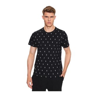 Ralph Lauren Tops, Heren, Zwart, M, Katoen, T-shirt Logo All Over