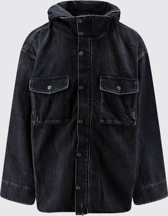 Balenciaga Relaxed Fit Denim Utility Jacket with High Neck