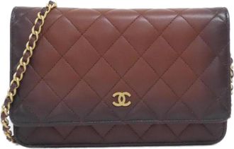 Chanel Brown Leather Chain/Shoulder Wallet (Pre-Owned)