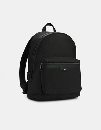 HUGO BOSS Mens Ray Backpack with Logo and Signature Stripe - Black - Size: ONE size