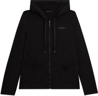 Freddy Felpa Cappuccio Zip con strass e inserto effetto seta