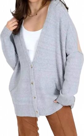 RD Style Elma Long Sleeve Cardigan In Grey/ Fawn