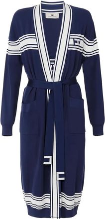Elisabetta Franchi Cardigan a righe con cintura - Blu
