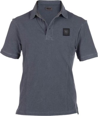 Blauer Grijze Katoenen Piqu&eacute; Polo Shirt Logo - Heren - Polos - Grijs - S - Katoen - Tops