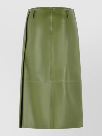 Marni midi leather skirt asymmetric pocket design