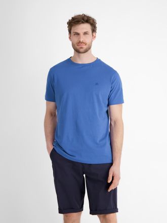 Lerros Kurzarmshirt LERROS, Herren, Gr. XXL, blau (cobalt blau), Obermaterial: 100% Baumwolle, regular fit, Rundhals, Shirts Kurzarmshirt, mit Logostickerei 