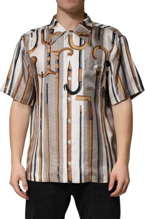 Dolce & Gabbana Multicolor Walking Stick Print Men Mens Shirt