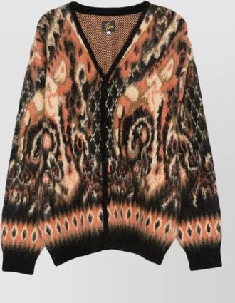 Needles mohair paisley knit v neck cardigan