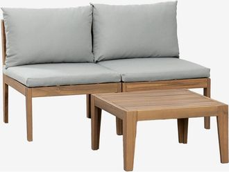 Sklum Sklum - Conjunto Jard&iacute;n Con Sof&aacute; Modular De 2 Piezas Y Mesa De Centro En Madera De Acacia Filips