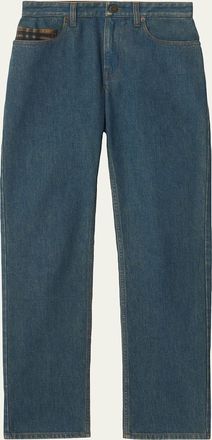 Burberry Dalia Check Pocket Straight-Leg Denim Pants