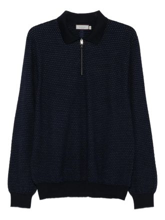 Canali Poloshirt met hals met rits - Blauw