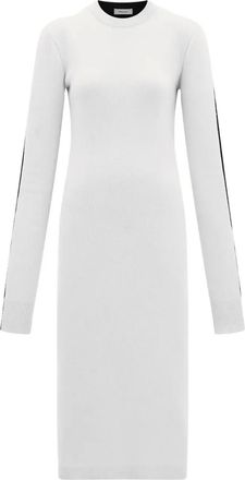 Ferragamo Abito midi bicolore con inserto a coste - Bianco