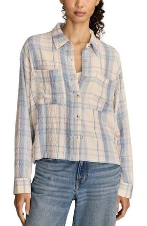 Lucky Brand Plaid Crop Button-Up Shirt in Blue Plaid at Nordstrom, Size Xx-Large