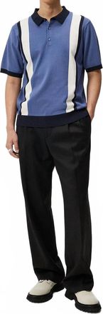 J.Lindeberg Reymond Stripe Polo In Bijou Blue