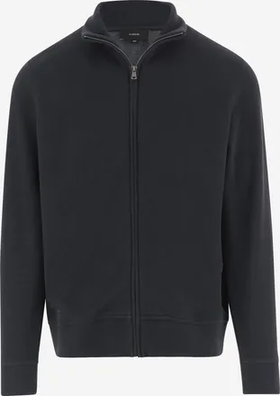 Vince Mens Cotton Blend Zip-Up Sweater Grey