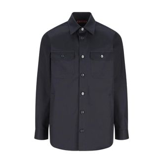 Gucci Jassen, Heren, Blauw, L, GG Motif Shirt