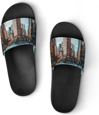Generic Flatiron Building in New York Shower Shoes Slipper for Women Men Beach Slippers Quick Drying Non Slip Open-Toe Sandals