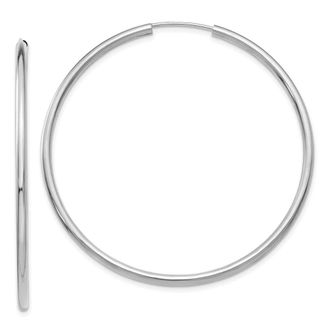 Diamond2Deal 10k White Gold Round Endless Hoop Earrings 2.43g