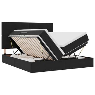 vidaXL Cama De Almacenamiento Led Con Colch&oacute;n Negro 180 X 200 Cm Vidaxl