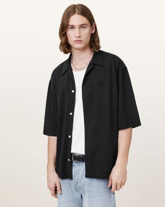 AllSaints Viscose Rialto Oversized Short Sleeve Shirt, Size: XXL