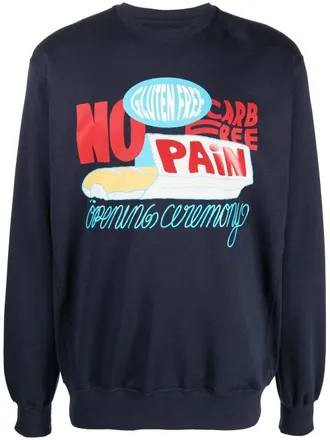 Opening Ceremony slogan-print crew-neck sweatshirt - men - Cotton - S - Blue