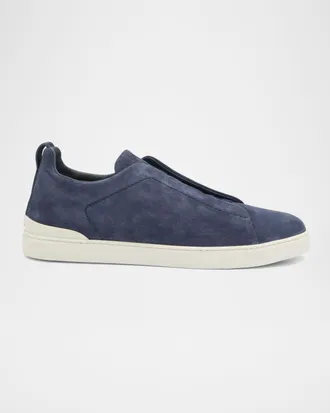 Ermenegildo Zegna Men & apos;s Triple Stitch Suede Sneakers