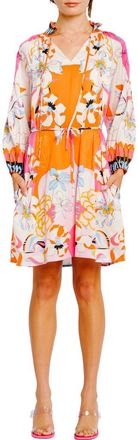 Ciebon Drea Floral Print Long Sleeve Minidress in White Multi at Nordstrom, Size X-Small