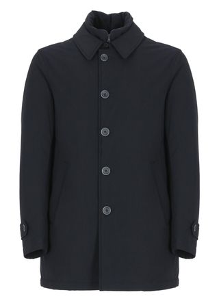 Herno Washington Dark Blue Laminated Bi-Stretch Padded Raincoat