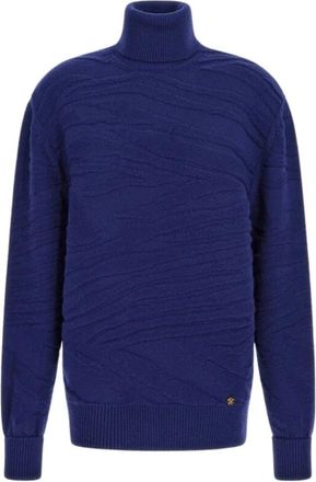 Roberto Cavalli Truien & Vesten, Dames, Blauw, XS, Wol, Donkerblauwe Turtleneck Sweater Vrouw