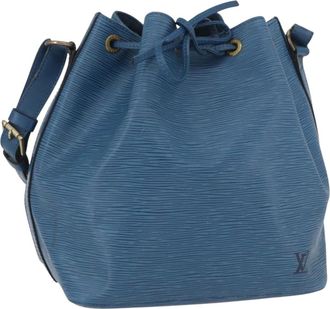 Louis Vuitton Petit Noe Monogram Canvas Blue Leather Handbag (Pre-Owned)