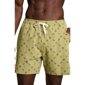 Rhone 5.5-Inch Water Repellent Swim Trunks in Dusty Sage Foulard at Nordstrom, Size Xx-Large