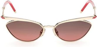 Christian Louboutin 56mm Geometric Sunglasses in Gold /Red /Zeiss Smoke Red at Nordstrom