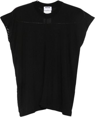 Moschino Black Slub Texture Relaxed Cap Top