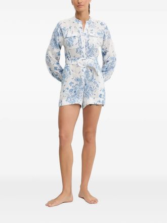 MC2 Saint Barth floral-print belted playsuit - White