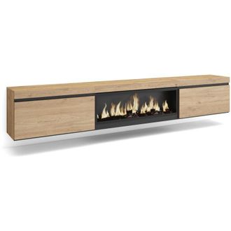 Skraut Home Skraut Home - Mobile TV Soggiorno, Ampio spazio a disposizione, 267x45x35 cm, TV di grande formato, Camino elettrico XXL, Sospeso, da appendere