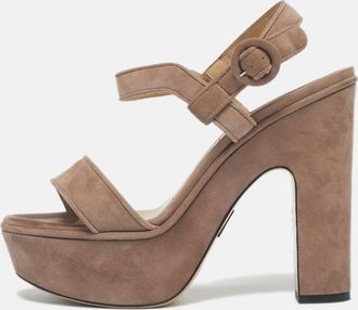 PAUL ANDREW Beige Suede Stanton Ankle Strap Sandals