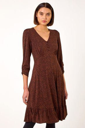 Roman Disty Animal Print Tea Dress
