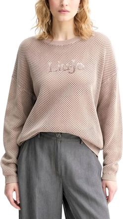 Liu Jo Rondgebreide trui - Dames - Ronde hals truien - Bruin - XL - Katoen - Truien & Vesten
