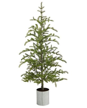 Nearly Natural 5.5Ft. Pre-Lit Pine Artificial Christmas Tree In Decorative Planter