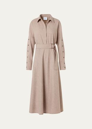 Akris Flannel Wool Trench Midi Dress