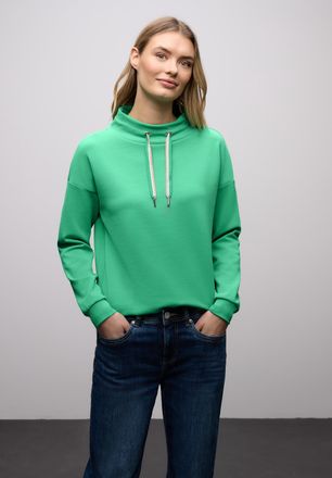 Street One Sweatshirt STREET ONE, Damen, Gr. 34, arcadia gr&uuml;n, Sweatware, Obermaterial: 46% Modal, 46% Polyester, 8% Elasthan, unifarben, bequem h&uuml;ftbedeckend, R