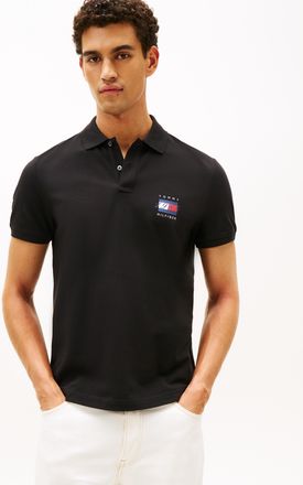 Tommy Hilfiger Poloshirt TOMMY HILFIGER FLAG GRAPHIC PIQUE, Herren, Gr. XXL, schwarz, Piqu&eacute;, Obermaterial: 96% Baumwolle, 4% Elasthan, regular fit, Shirts Poloshirt,