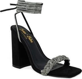 Chase + Chloe by Intouch Footwear Azalea Braided Crystal Embellished Sandal in Black Pu at Nordstrom Rack, Size 5.5