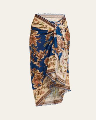 Zimmermann Printed Cotton Pareo Coverup