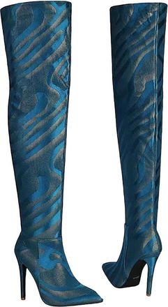 Generic Womens Over The Knee Boots Pointed Toe Thin Heel Faux Leather Long Booties