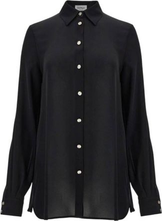 Ferragamo Mulberry Silk Georgette Shirt, Brand Size 44 ( US Size 10 )
