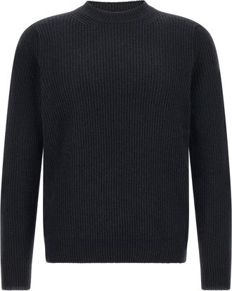 Zanone Navy Blue Knitted Crew Neck Sweater