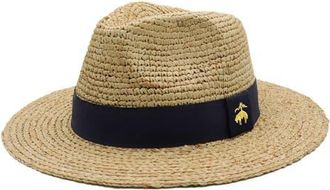 Amicale Cashmere Raffia Crochet Fedora in Natural at Nordstrom, Size Large